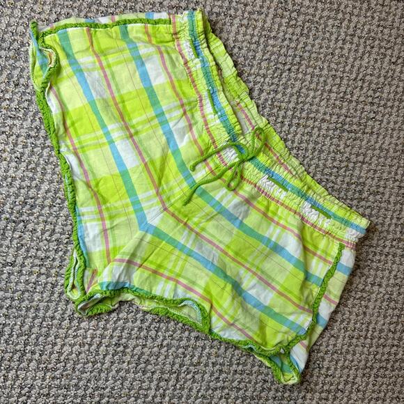 Cute vintage y2k Victoria’s Secret low rise green plaid mini/ micro shorts - Picture 2 of 6